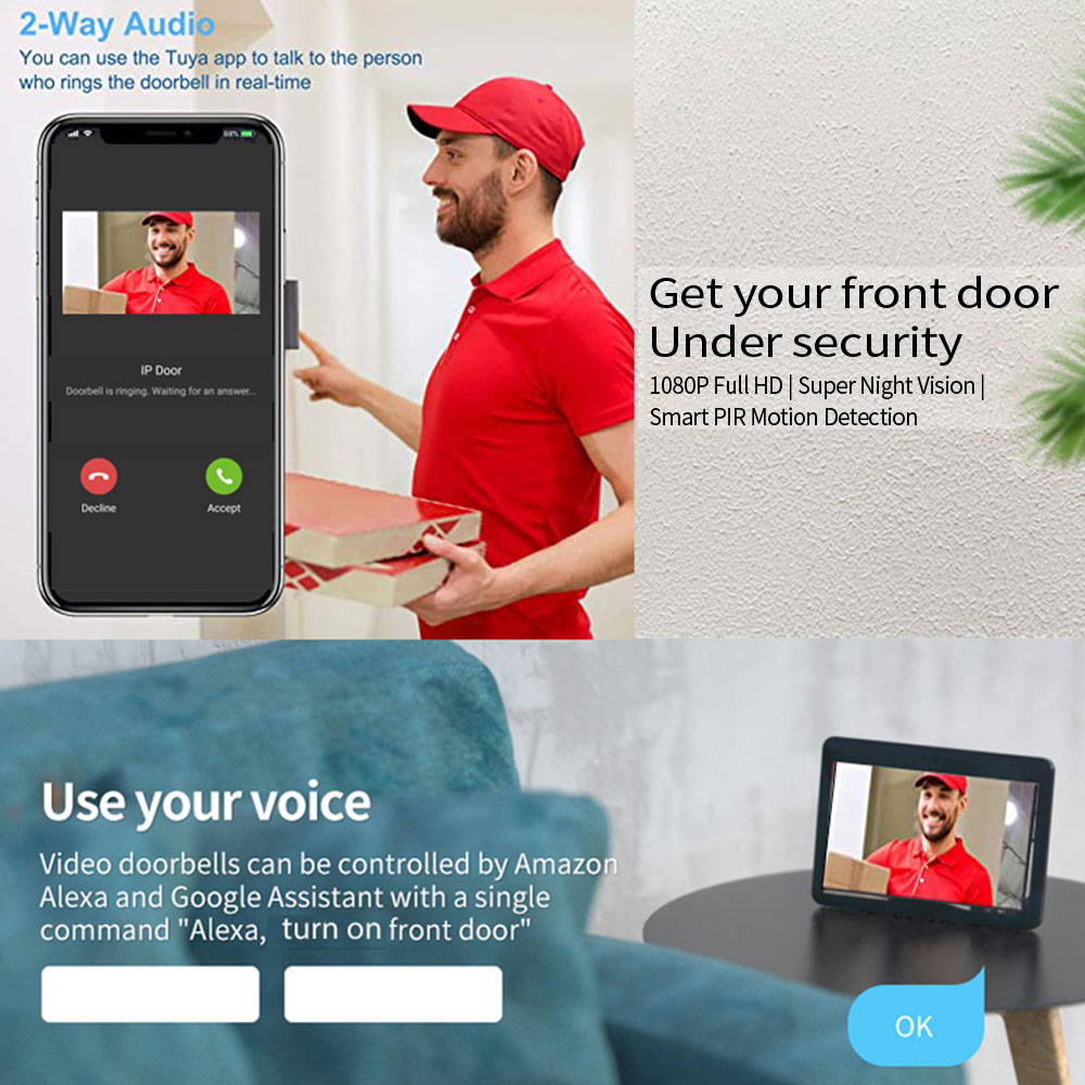 1080P 7-calowy wideodomofon Wi – Smart Doorbell Wired recenzja i cena